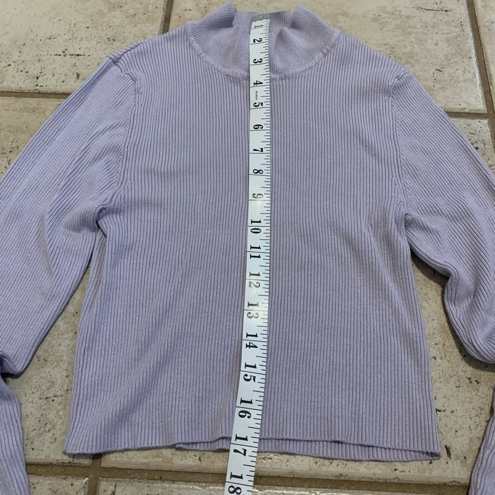 💜 STREETWEAR SOCIETY Lilac Ribbed Mock Neck Cropped Sweater, Women's Medium - Picture 5 of 5